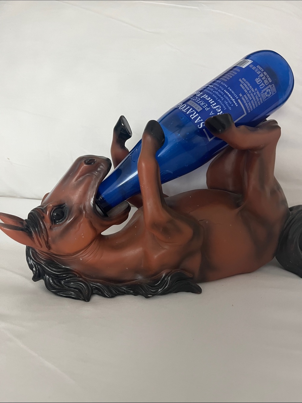 Whimsical Horse Bottle Holder in Brown and Black (resin)